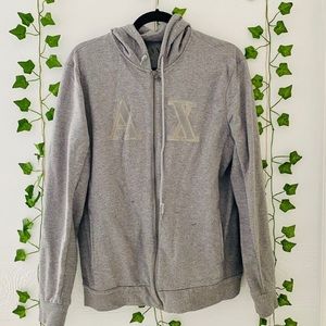 Grey Armani exchange zip up hoodie